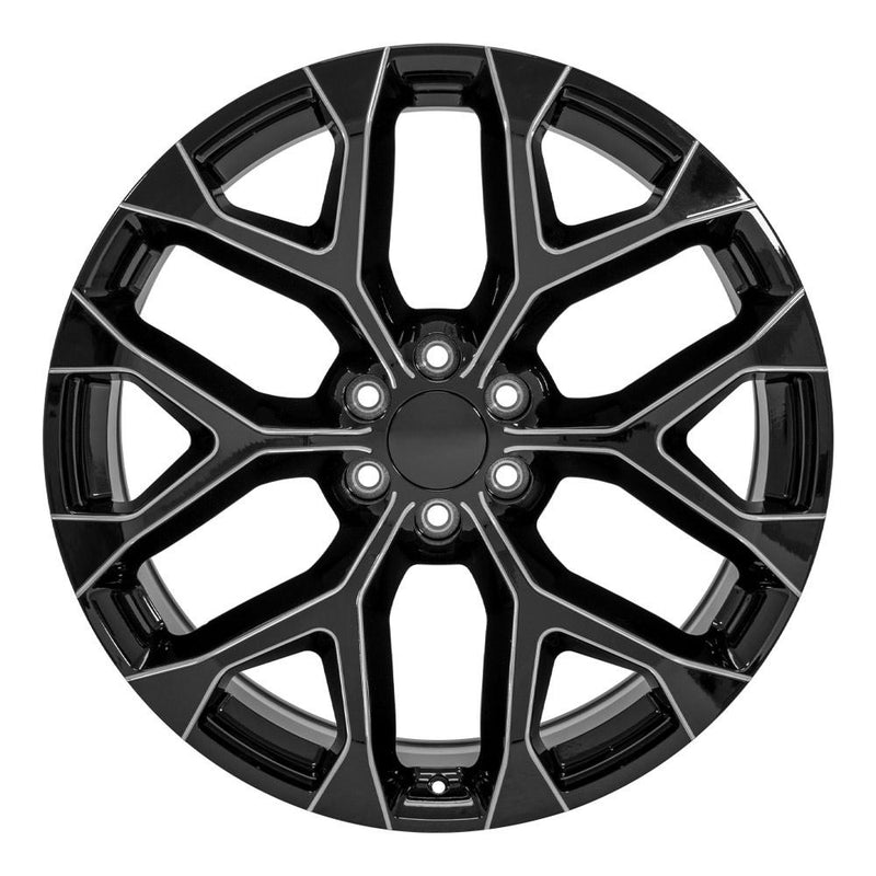 24" Replica Wheel fits Chevy Silverado - CV98B Black with Milled Edge 24x10