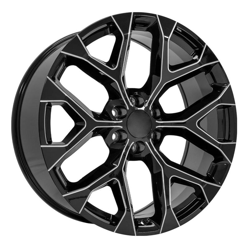 24" Replica Wheel fits Chevy Silverado - CV98B Black with Milled Edge 24x10