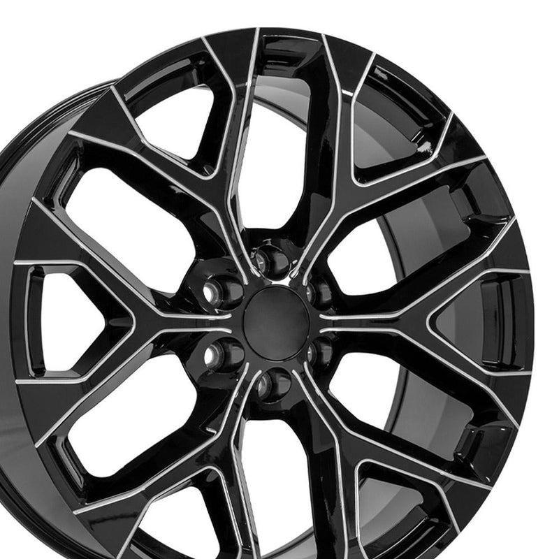 24" Replica Wheel fits Chevy Silverado - CV98B Black with Milled Edge 24x10