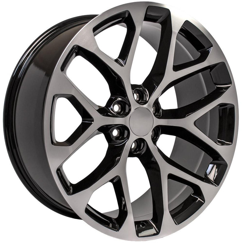 24" Replica Wheel fits Chevy Silverado - CV98B Black Machined 24x10