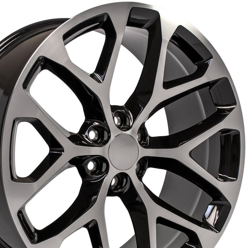 24" Replica Wheel fits Chevy Silverado - CV98B Black Machined 24x10