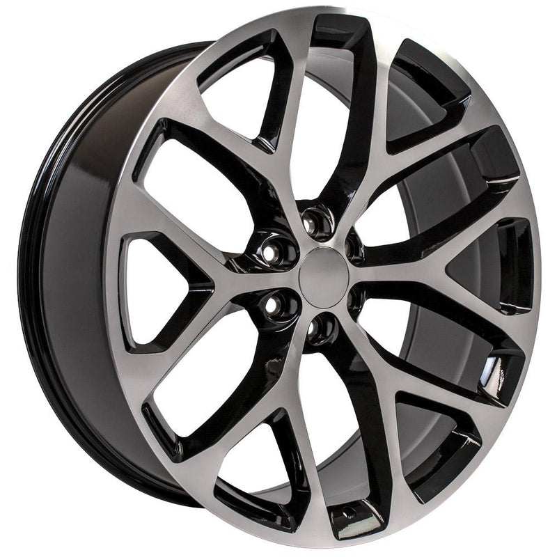 26" Replica Wheel CV98B Fits Chevy Silverado Rim 26x10 Black Mach'd Wheel