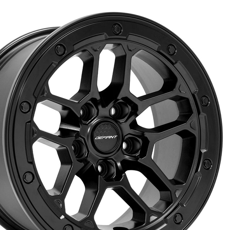 Defiant Wheel DF01 Satin Black Wheel 17x8 5x5" fits Jeep Wrangler, Jeep Gladiator