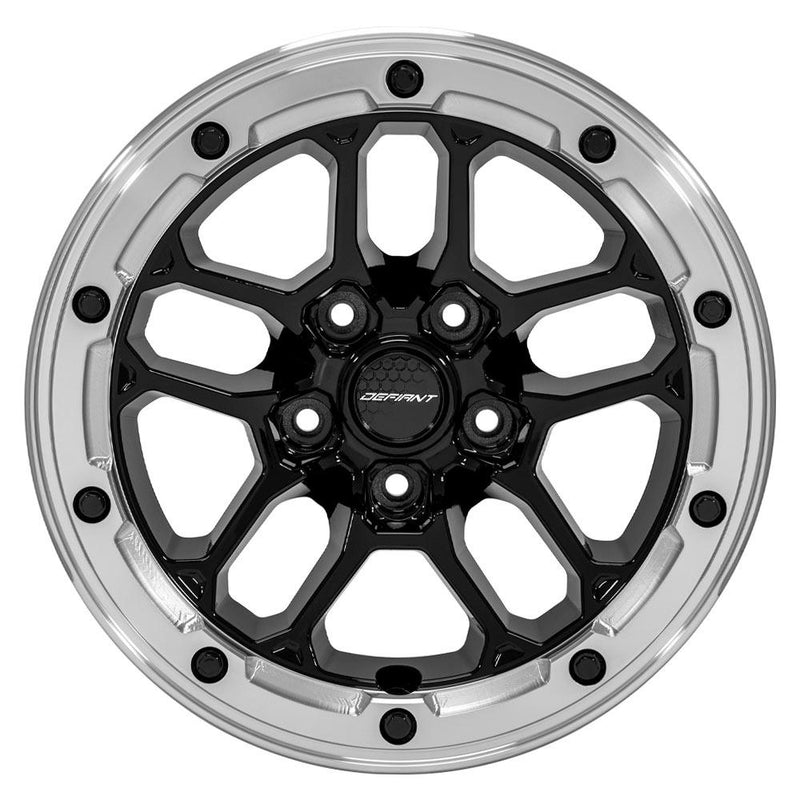 Defiant Wheel DF01 Gloss Black Wheel with Milled Ring 17x8 5x5" fits Jeep Wrangler, Jeep Gladiator