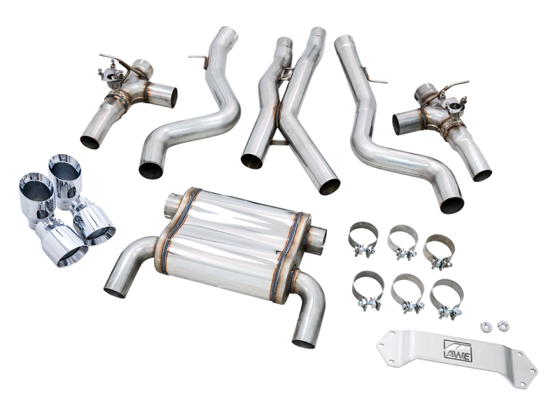 AWE Tuning BMW F8X M3/M4 Track Edition Cat-Back Exhaust - Chrome Silver Tips