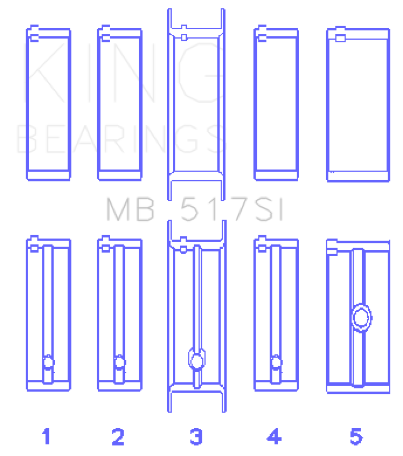 King Engine Bearings Chrysler 360 / 360CI 5.9L V8 (Size .010) Main Bearing Set