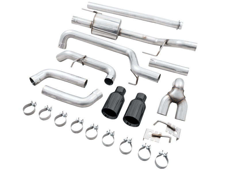 AWE Tuning 0FG 21+ Ford F150 Dual Split Rear Cat-Back Exhaust- 5in Diamond Black Tips