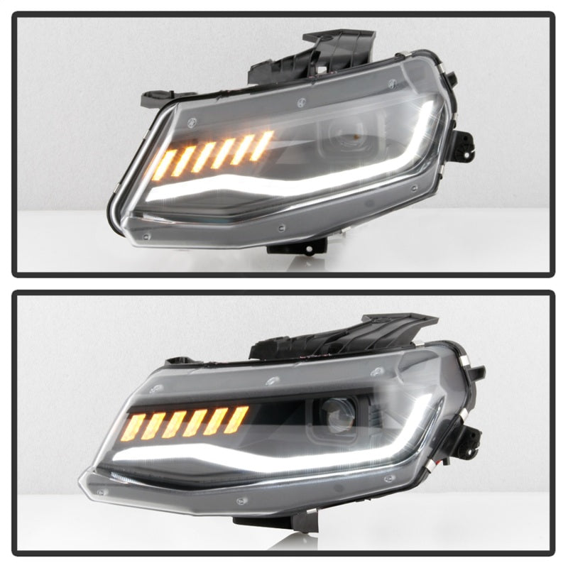 Custon LED Chevy Camaro 16-18 Halogen Model Projector Headlights Black PRO-YD-CCAM16HALSI-SEQ-BK (OpenBox)
