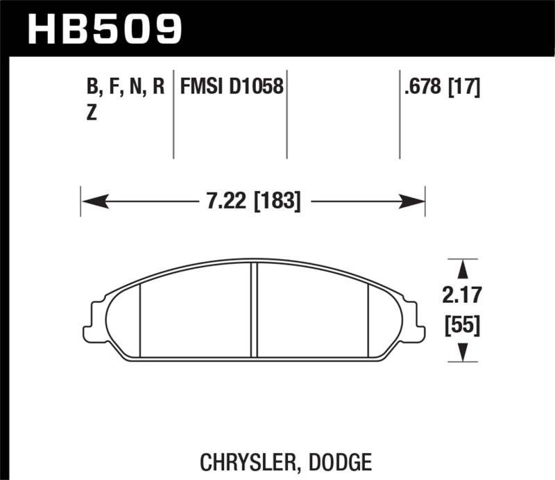 Hawk Performance Ceramic Front Brake Pads for Select Chrysler and Dodge Applications - HB509Z.678