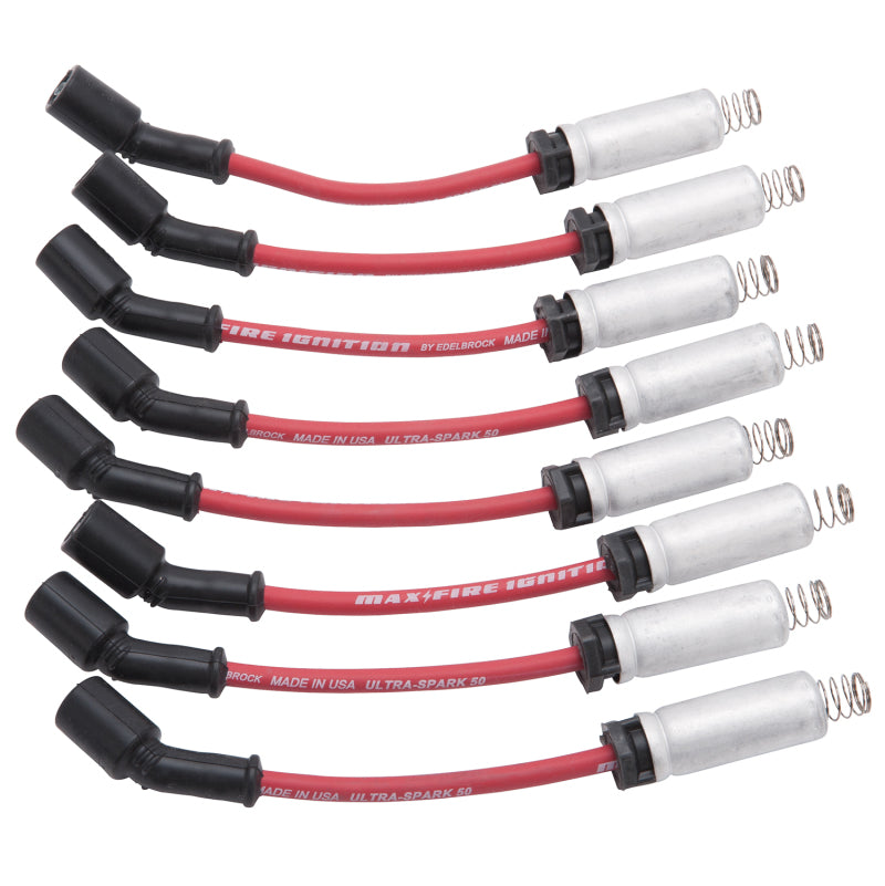 Edelbrock Spark Plug Wire Set LSx Kit w/ Metal Sleeves 99-15 50 Ohm Resistance Red Wire (Set of 8) (CLOSE OUT)