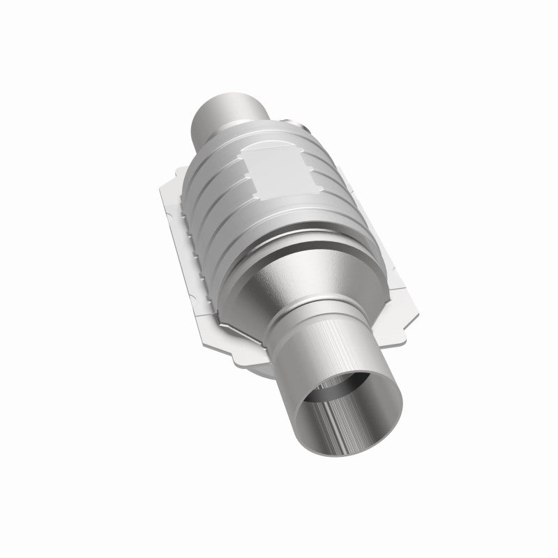 MagnaFlow Univ Conv 2in In/Out Ctr/Ctr Round 9in Body L x 5.125in W x 13in Overall L Single O2 Port