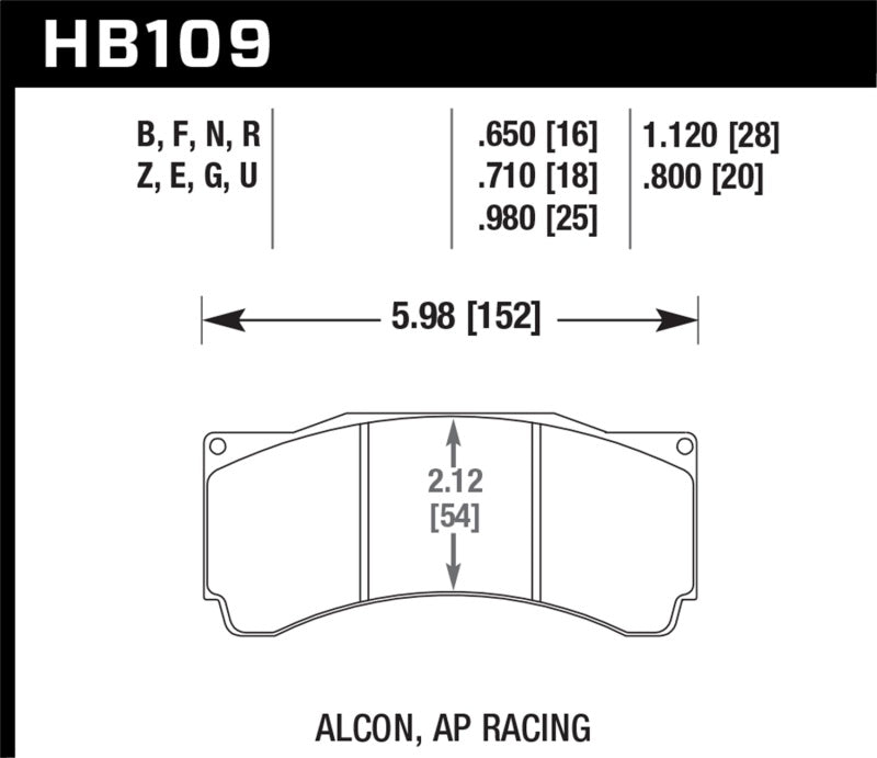 Hawk HPS 5.0 Brake Pads for Alcon and AP Racing Calipers - HB109B.710