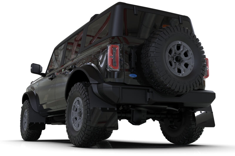 Rally Armor 21-25 Ford Bronco (Plstc Bmpr + RB - NO Rptr/Sprt) Blk Mud Flap w/Red Logo