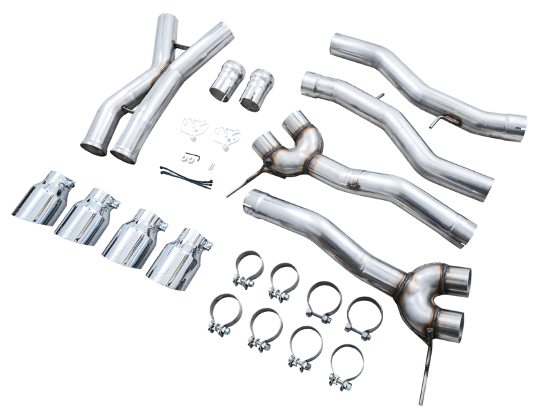 AWE Tuning Track Edition Cat-Back Exhaust for BMW G8X M3/M4 - Chrome Silver Tips