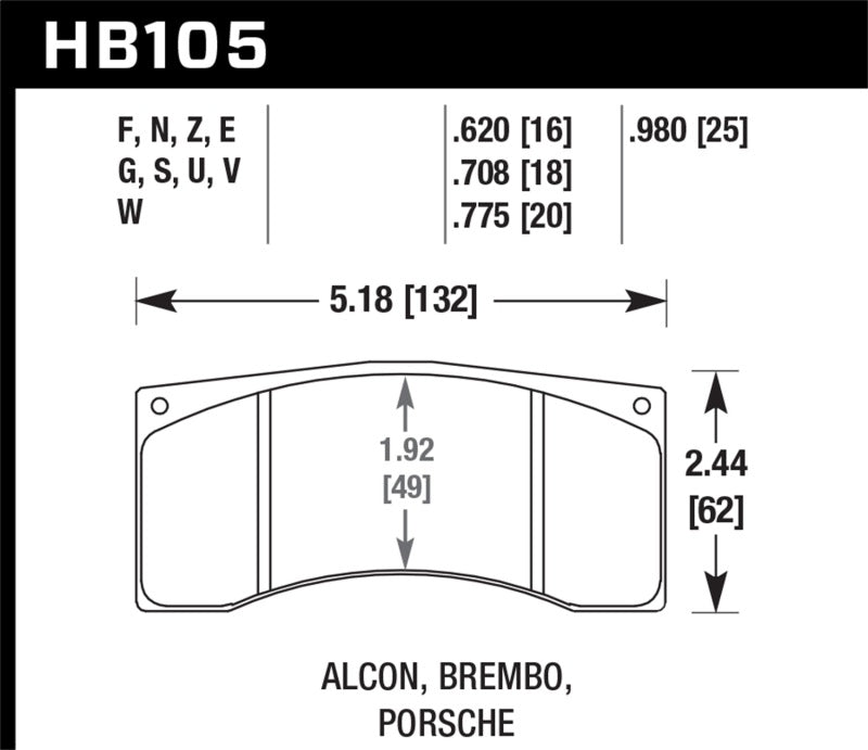 Hawk DTC-70 Race Brake Pads for Alcon, Brembo and Porsche Calipers - HB105U.980