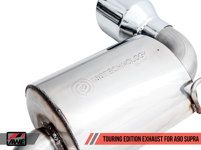 AWE Tuning 2020 Toyota Supra A90 Resonated Touring Edition Exhaust - 5in Chrome Silver Tips