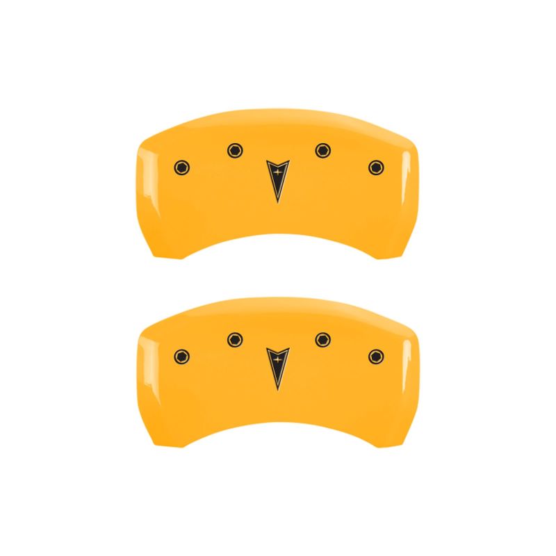 MGP 4 Caliper Covers Engraved Front Pontiac Rear Arrow Yellow Finish Black Char 2006 Pontiac G6
