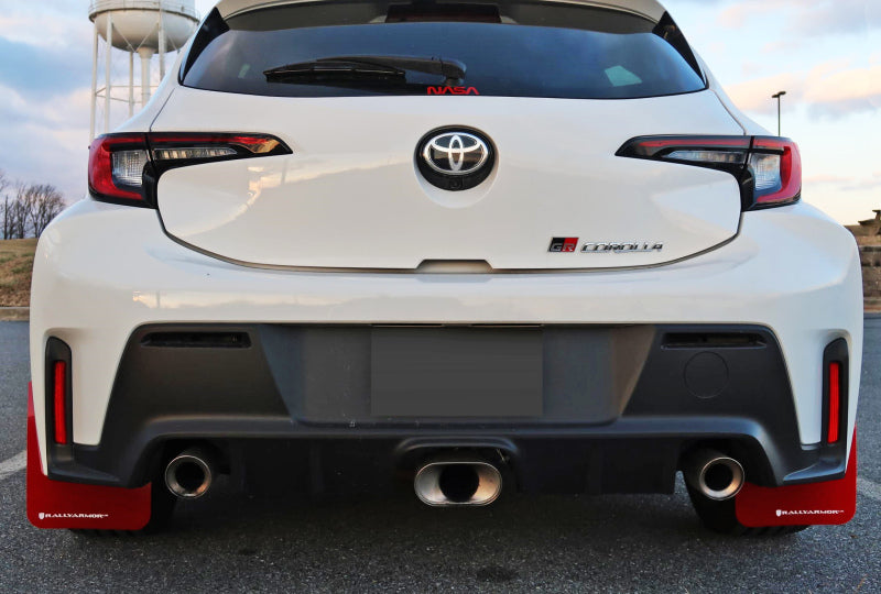 Rally Armor 23-26 Toyota GR Corolla Red UR Mud Flap w/White Logo