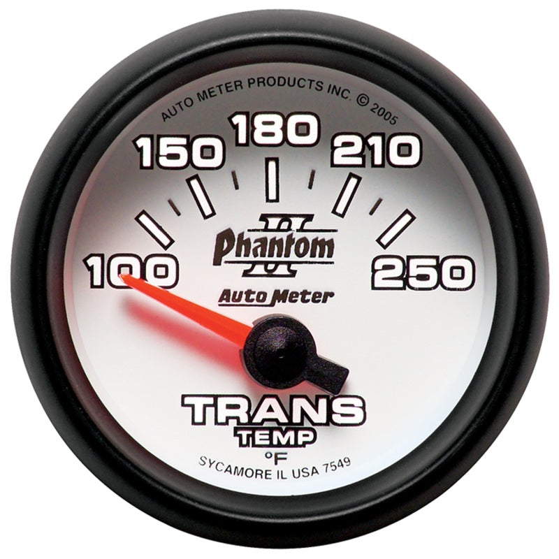Autometer Phantom II 52.4mm Short Sweep Electronic 100-350 Def F Transmission Temperature Gauge