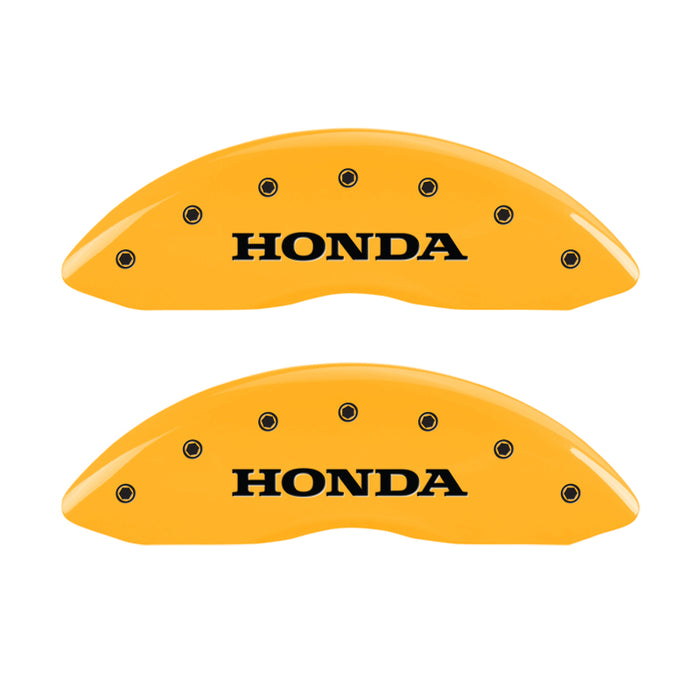 MGP 4 Caliper Covers Engraved Front & Rear Honda Yellow finish black ch