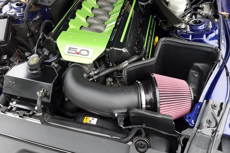 JLT 15-17 Ford Mustang GT Black Textured Cold Air Intake Kit w/Red Filter - Tune Req