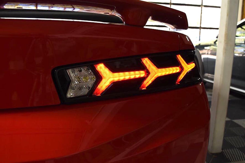 2016-2018 Camaro Morimoto XB LED Aventador Style Tail Lights Clear Lens Black Housing Pair